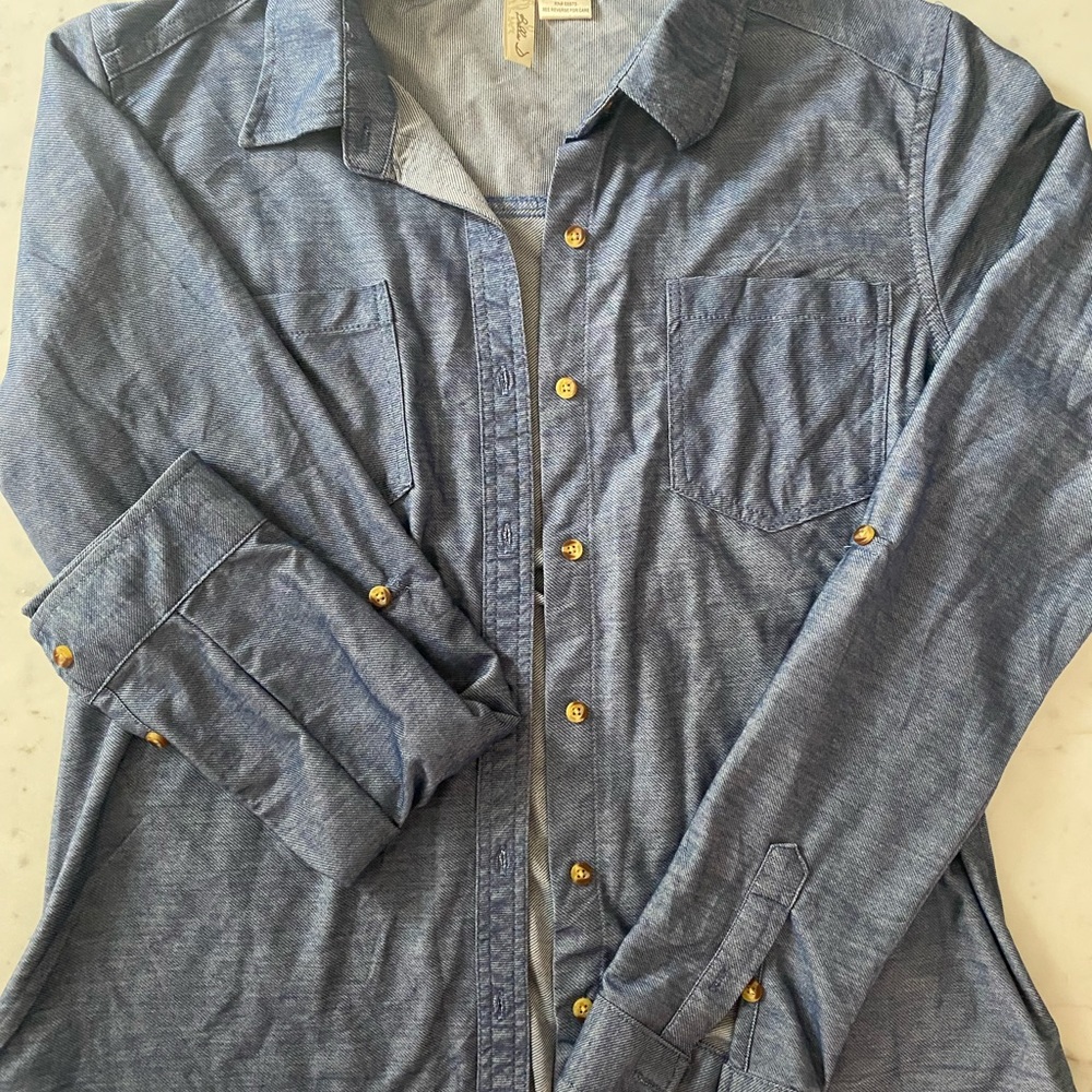 Soft denim button up